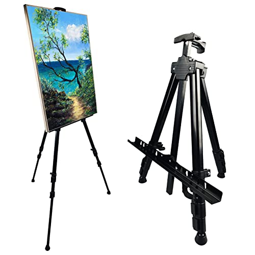 NS JYMB Easel Stand for Sign and Painting, 17-66 Inch Adjustable, Black | Portable metal tripod easel for display stand, canvas holder, floor, poster board, wedding signs and travel use - style: 66Black 1pack