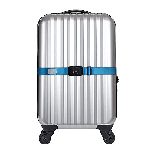 Heavy Duty Luggage Straps TSA Approved with Combination Lock Adjustable Travel Belt for Suitcases (Blue) - color: Blue-2