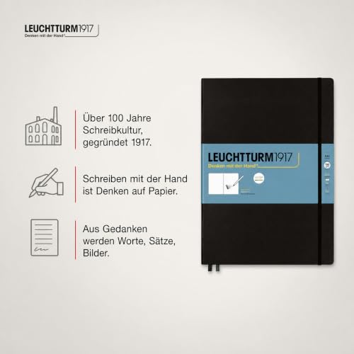 Leuchtturm1917 - Master A4 Hardcover Sketchbook (Black) - 112 Pages of 150g/m² Paper - color: Black, size: Master (A4+)