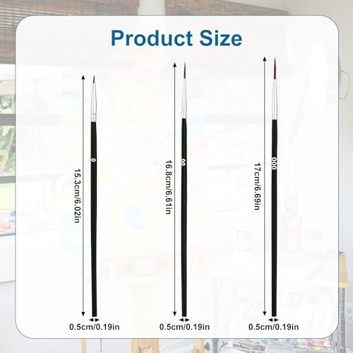 30pcs Detail Paint Brushes, Fine Tip Paint Brush with 3 Sizes #0#00#000 Mini Tiny Miniature Fine Paint Liner Brush for Miniature Painting Classroom Watercolor Acrylic Art Face Painting - color: Black