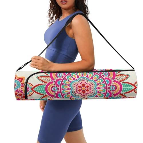 Spacious Extra Large Storage Yoga Mat Bag | Huge Capacity Mandala Gym Tote - Waterproof Wear-Resistant Carrier Strap Pilates - color: Floral fragrance and melody
