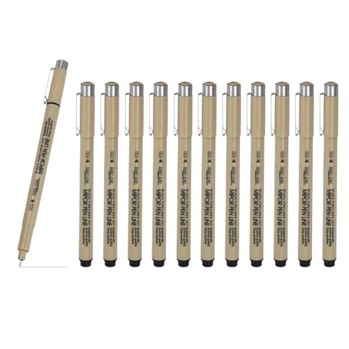 PATIKIL Fineliner Pens, 12 Pcs 003 0.15mm Fineliner Marker Black Waterproof Ink Archival Drawing Pens Art Supplies Set for Sketching Journaling Scrapbooking Artist Illustration - size: 003 0.15mm