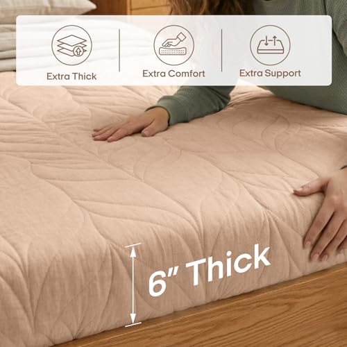 ZonLi Japanese Floor Mattress Futon Mattress Full Size 6 Inch Thick - color: Coffee, size: Full (75"L x 54"W x 6"Th)