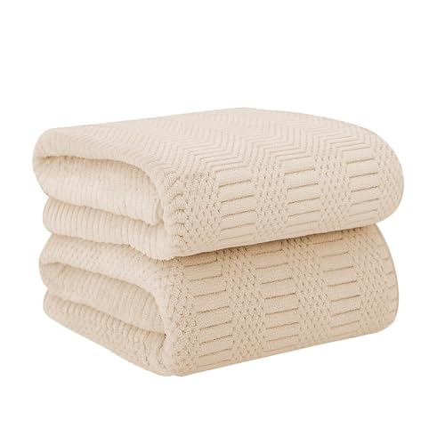 JML Microfiber Bath Towels, 30" x 60", Set of 2, Camel | Hanging Hook, Lint Free, Oversized, Soft, Super Absorbent, Fast Drying, Use for Sport, Fitness, Yoga, Diamond Cross Grid - color: Diamond Cross Grid Camel, size: 2 Pack (30 in x 60 in)