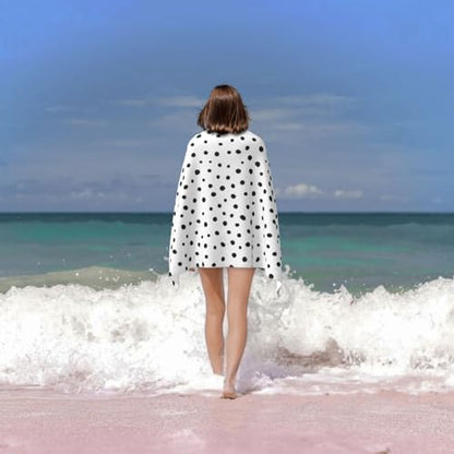 VOOHDDY Polka Dot Spot Black White Trendy Beach Towel Soft Absorbent Microfiber Quick Dry Large Bath Towels for Bathroom Women Girls Pool Camping Travel Swimming Picnic Sports - color: Polka Dot Spot Black White Trendy