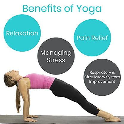 Vive Yoga Poster - Poses for Beginners and Experts - Mat Exercise Home Gym | Workout Accessories Set- Double Sided Laminated Flow Chart Accessory - Instructional Guided Routine - for Women, Men