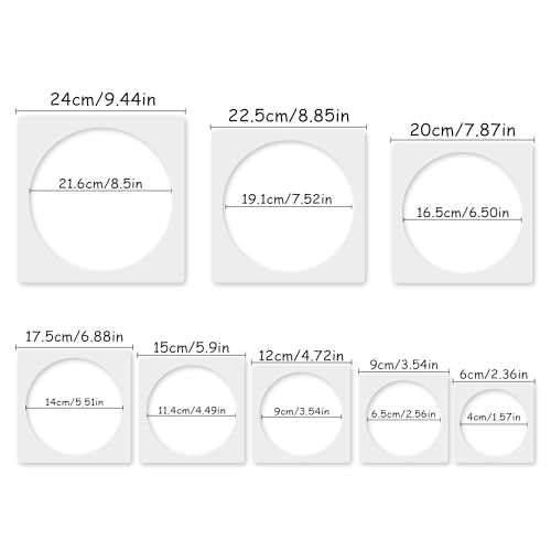 Round Stencil, 8 PCS Different Size Round Stencils, Template Stencil, Large Stencil for Spray Painting, Painting Template for Fabric Walls Arts Paper - style: round