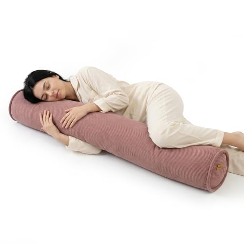 Bolster Pillow for Bed, Small Body Pillow with Long Round Cylinder Design, Couch Roll Pillow for Side Sleepers, Supportive Tube Pillow,47 x 7.87 Inches,Brick Brown - color: Brick Brown, size: 47"x7.87"