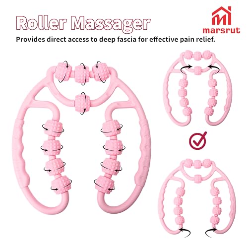 Cellulite Massage Roller, 12 Wheels Muscle Roller for Arm & Leg, Meridian Calf Ring Tool Stick with Circular Clamp, for Lymphatic Drainage, Anti-Cellulite Body Sculpting, Thigh Waist Foot Wrist Relief