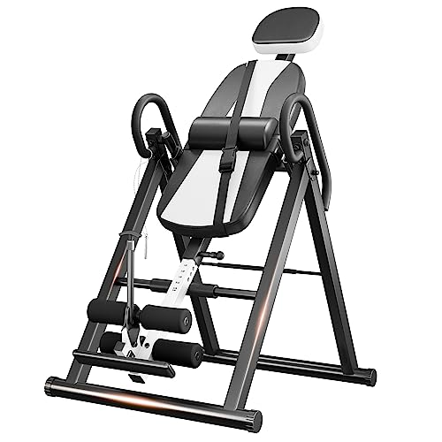 YOLEO Gravity Inversion Table for Back Pain Relief 2026 New Inversion Table | w/Lumbar Support, Easy to Assemble, Back Stretcher Machine 300 lbs - color: White