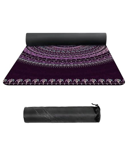 nuveti Suede TPE Yoga Mat High Density Non Slip Yoga Mats with Carrying Bag,72"x32" Extra Thick 8MM Exercise & Workout Mat for Yoga, Pilates and Fitness - color: HongChengZiMo