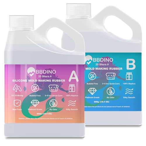 Platinum Liquid Silicone Mold Making Kit 20A Clear Trial 2.42 lbs | 1A:1B Mixing -Self Degassing -4 Hrs Quick Cure -Flexible & Firm Well Balanced Ideal for Molding of Resin, Soap, Plaster, Wax - size: 38.8 Oz