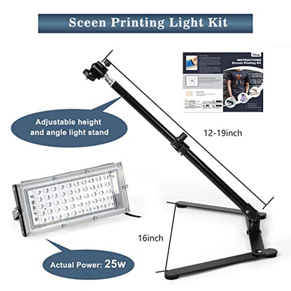 Pllieay 60pcs Screen Printing Kit with LED UV Exposure Lamp, 6 Colors Screen Printing Ink, 3 Size Wood Silk Screen Printing Frames, All The Screen Print Supplies in One Set