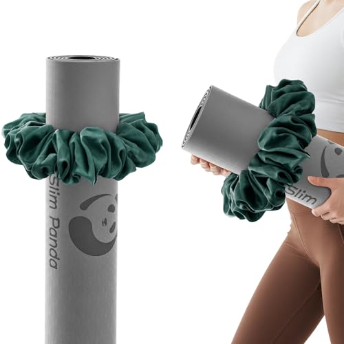 Slim Panda Yoga Mat Scrunchie,Holds Your Mat in Style,Stretchable Velvet Fabric Fit All Standard Yoga Mats (mat not included) - color: Green