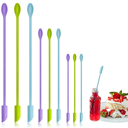 9 Pieces Mini Silicone Spatula-Makeup Spatula-Small Silicone Spatula-Thin Spatula Set for Skinny Openings-Abnaok Tiny Scraper for Jar,Kitchen Bottles,Cosmetic - size: 2*5