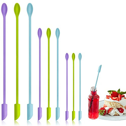 9 Pieces Mini Silicone Spatula-Makeup Spatula-Small Silicone Spatula-Thin Spatula Set for Skinny Openings-Abnaok Tiny Scraper for Jar,Kitchen Bottles,Cosmetic - size: 2*5
