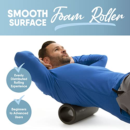 MICRODRY Deluxe Fitness Foam Back Roller for Muscle Relief, Roller for Yoga, Stretching, Deep Tissue Firm Massage & Trigger Point Release, Exercise Workout at Home or Gym, 13x5.3, Dark Grey - color: Dark Grey