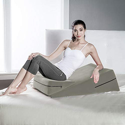 Avana Micro-Velvet Slant Combo 12” & 7” Height - Firm Density Bed Wedge Set for Back and Knee Support