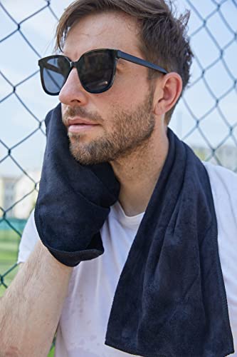 HOPESHINE Gyms Towels for Men & Women Microfiber Exercise Fitness Home Absorbent Sweat Yoga Towels Sports Towels Soft Fast Drying 16inch x32inch 3-Pack - color: Black 3-pack
