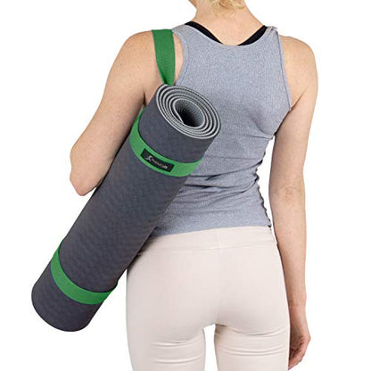 ProsourceFit Yoga Mat Carrying Sling, Easy Adjustable Carry Strap 152cm Long Cotton - Multicolor - color: Green