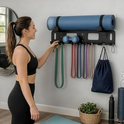 Wall Mount Yoga Mat Holder, Home Gym Storage Rack for Workout Equipment, Gym Organization Accessories