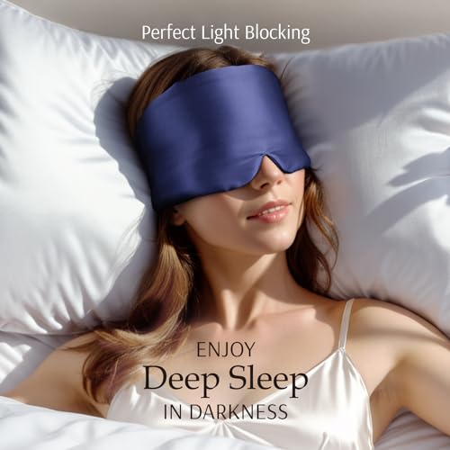 Zenssia 100% Mulberry Silk Sleep Mask Eye Mask for Men and Women, Dark Blue - color: Dark Blue