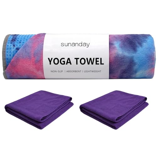 3 Pack Yoga Towel, Hot Yoga Mat Towel, Hot Yoga Towel with Grip Dots Sweat | Non-Slip Hot Yoga Towel Set, Absorbent Non-Slip, Pilates and Workout Lightweight Travel-Friendly 24" x72"
