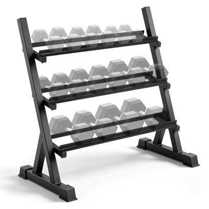 Grefinity 3 Tier Dumbbell Rack, Weight Rack for Home Gym, Stand Only