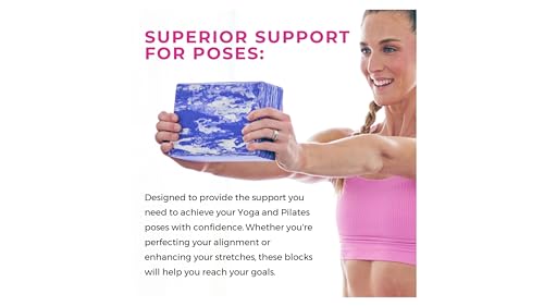 FitOn Yoga Blocks for Stability & Stretch, EVA Foam Exercise Blocks, 2 Pack