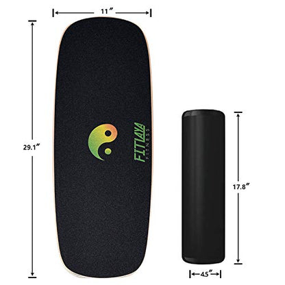 Fitlaya Fitness Balance Board Trainer Wooden Training Equipment for Fitness Workout, Hockey‎, Skateboarding, Surfing and Snowboarding - style: YING YANG
