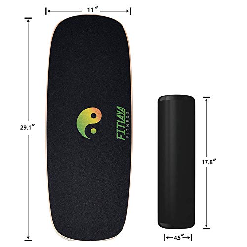 Fitlaya Fitness Balance Board Trainer Wooden Training Equipment for Fitness Workout, Hockey‎, Skateboarding, Surfing and Snowboarding - style: YING YANG
