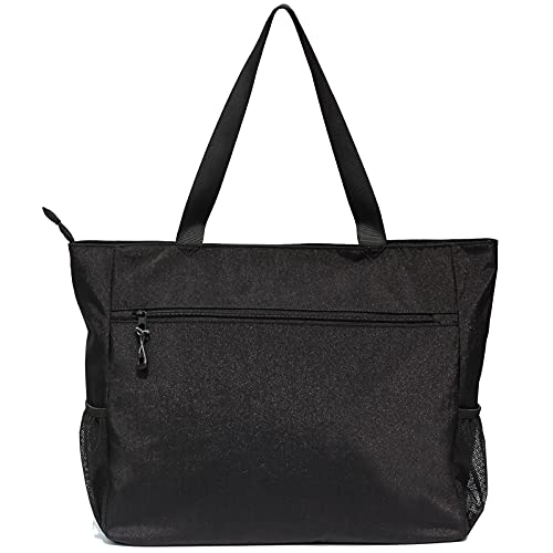ESVAN LARGE BEACH BAG Water Resistant Lightweight 20 inch Women Oversize Tote Bag for Gym Beach Travel Pool Yoga Nurse - color: Black