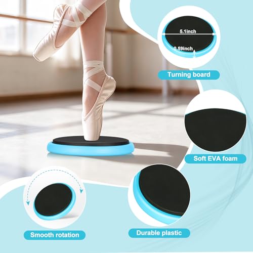 Ballet Practice Kit - Turning Board, Stretching Strap & Resistance Band to Improve Turns, Balance, Spinning for Dance - color: BLUE