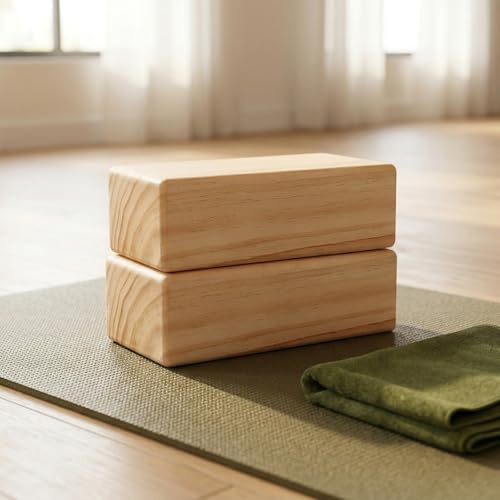 Toddmomy Solid Wood Yoga Block, High Density Wooden Brick with Round Edges & Non-Slip Surface, Yoga Prop for Restorative Fitness, Stretching, Pilates and Meditation, 9" x 4.4" x 2.8"