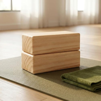 Toddmomy Solid Wood Yoga Block, High Density Wooden Brick with Round Edges & Non-Slip Surface, Yoga Prop for Restorative Fitness, Stretching, Pilates and Meditation, 9" x 4.4" x 2.8"
