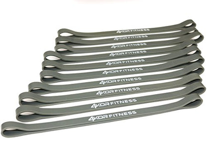 4KOR Fitness Resistance Loop Band Set, Perfect for Crossfit, Yoga, Physical Therapy, and Booty Building - color: Set of 10 Extra Thick 0.5” wide/Grey