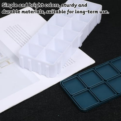 12 Compartments Paint Palette with Lid Plastic Paint Tray Paints Box Airtight Watercolor Palette with Rubber Cover for Watercolors, Gouache, Acrylic and Oil Paints