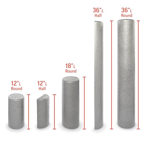 OPTP Silver AXIS Moderately Firm Foam Roller – Round, Silver, 36" x 6" | Moderate density for sports medicine, physical therapy, Pilates, yoga, trigger point myofascial release, Heat-molded EPP foam - size: 36" x 6" Round