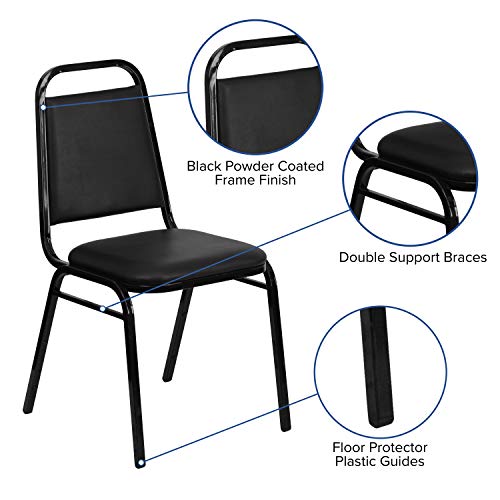EMMA + OLIVER Black Vinyl Trapezoidal Back Stacking Banquet Chair - color: Black Vinyl/Black Frame