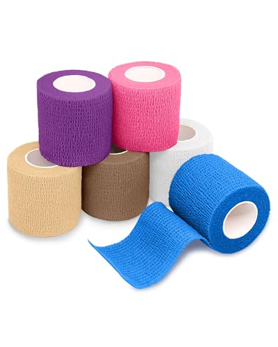 FriCARE Self Adhesive Bandage Wrap, Medical Tape in First Aid Kit | Elastic Cohesive Bandages for Sports/Vet/Wrist Ankle Wounds, 2 Inches X 5 Yards, Latex-free 6 Rolls, Urban Pop - color: Urban Pop