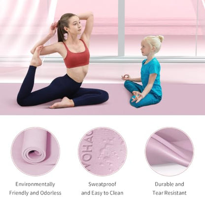 Extra Wide & Thick 8mm Yoga Mat, 72"x31.5" | Large Non Slip Exercise Mat, Premium POE Material, Superior Cushioning & Stability, With Strap for Home Gym, Pilates - color: Purple