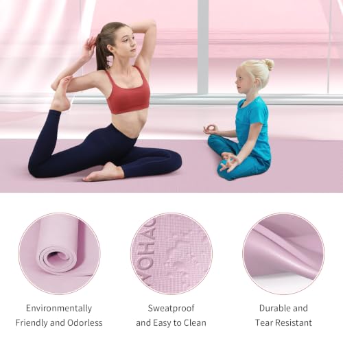 Extra Wide & Thick 8mm Yoga Mat, 72"x31.5" | Large Non Slip Exercise Mat, Premium POE Material, Superior Cushioning & Stability, With Strap for Home Gym, Pilates - color: Purple