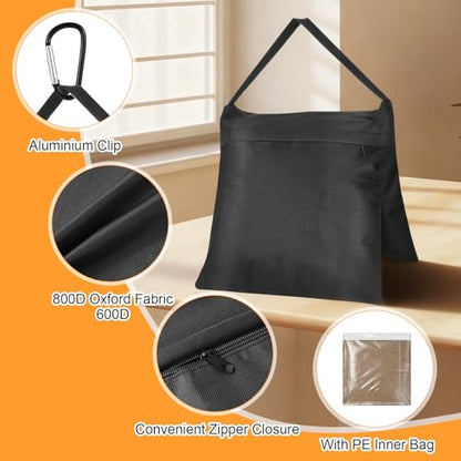 8 Packs Weighted Sand Bags, Heavy Duty Sandbags Weight Bags, Tripod Weight Sandbags for Canopy Tent, Umbrella Base, Backdrop Stand, Photo Tripod, Picnic Table,Fishing Chair (Black)
