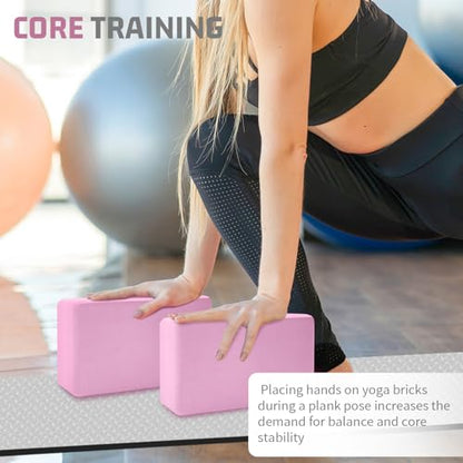 biguphate 2 Pack Yoga Blocks, 3"x6"x9" Rounded Edges Non-Slip, Yoha Bricks | Supportive Latex Free, Lightweight Ideal Pilates Block for Pilates Meditation Balance Stretching Deep Poses - color: Light Pink