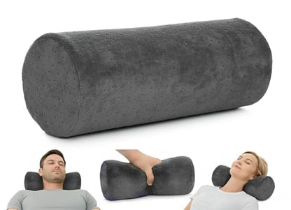 AllSett Health Round Cervical Roll Cylinder Bolster Pillow with Removable Washable Cover, Ergonomically Designed for Head, Neck, Back, and Legs, Grey | 13"X 5" - style: 13x5 Inch, Soft, Grey