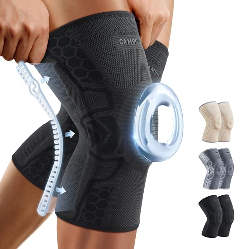CAMBIVO Knee Brace for Men & Women, 2-Pack Compression Sleeve with Gel Pad | Patella Gel Pad with Side Stabilizers for Knee Pain Relief. Ideal for Running, Weightlifting & Arthritis, Workout, Daily Use - color: Black, size: XX-Large