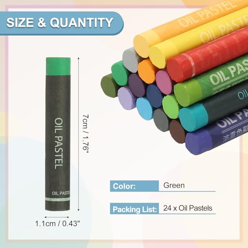 PATIKIL Green Oil Pastels, 24Pcs Soft Oil Crayons Creamy Pastels Stick Art Supplies for Art Painting Drawing Blending Graffiti for Drawing Beginners Artists - color: Green
