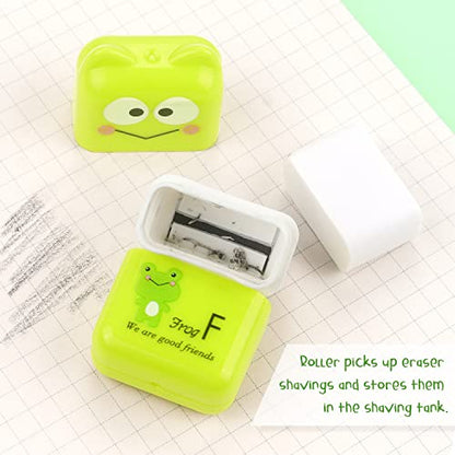 Tamaki 6 Pack Erasers for Kids, Cute Erasers with Cover and Roller | Pencil Rubber Eraser for Party Favors Gift Supplies