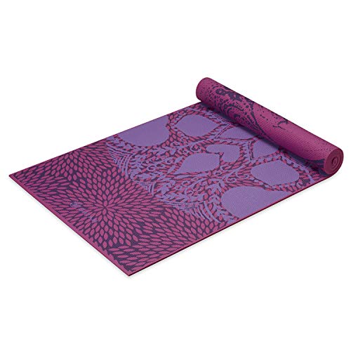 Gaiam Yoga Mat - Premium 6mm Print Reversible Extra Thick Non Slip Exercise & Fitness Mat for All Types of Yoga, Pilates & Floor Workouts (68" x 24" x 6mm Thick) - color: Lilac Aurora