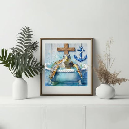 hill froeistung Turtle Diamond Art Painting Kits for Adults | Bathtub Diamond Art for Beginners, 5D DIY Full Drill Round Gem Art Craft Home Wall Decor Gift 12x12 inch,Animal
